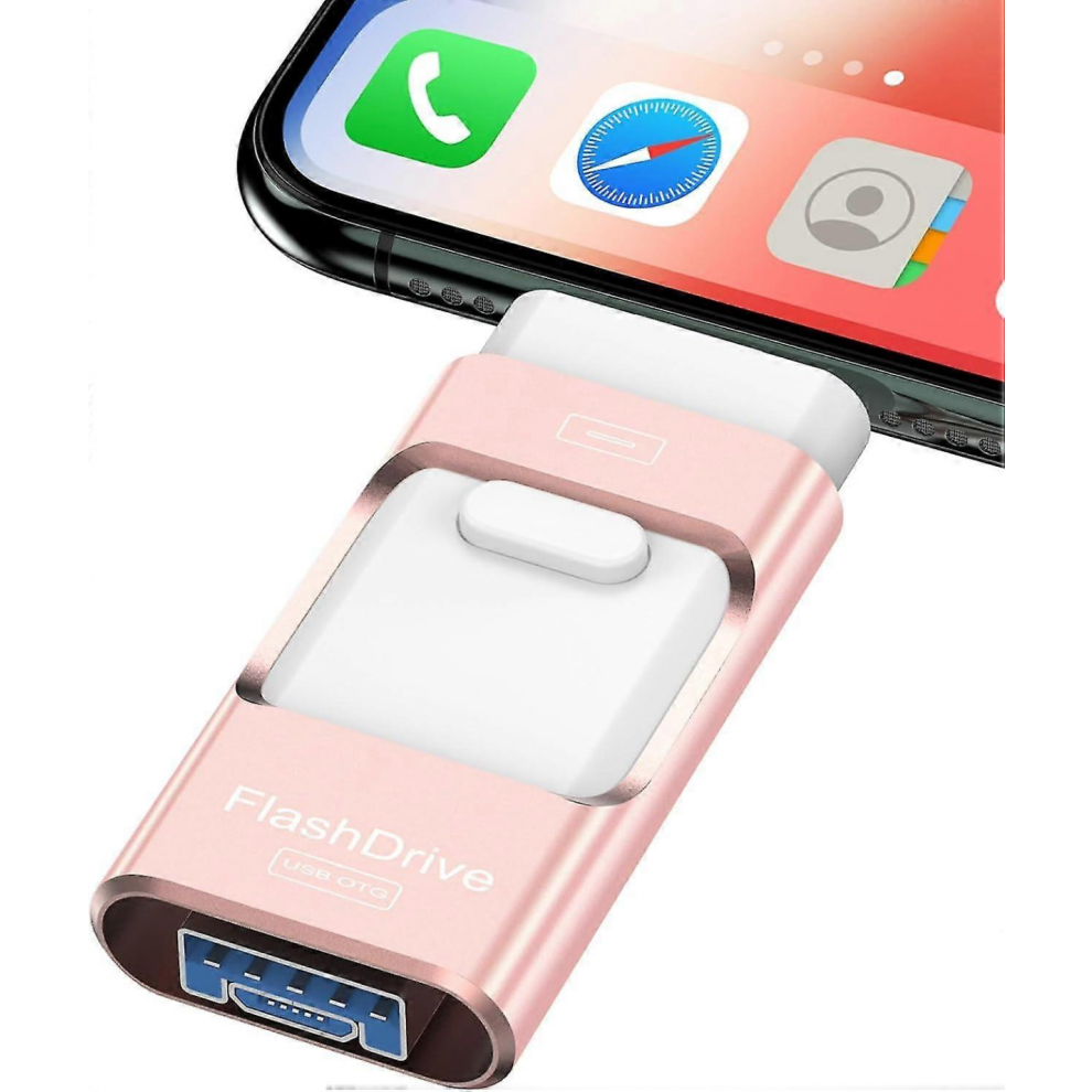 128 GB USB-minne 4-i-1 för iPhone, iPad, Android och dator, kompakt och smidig lagring