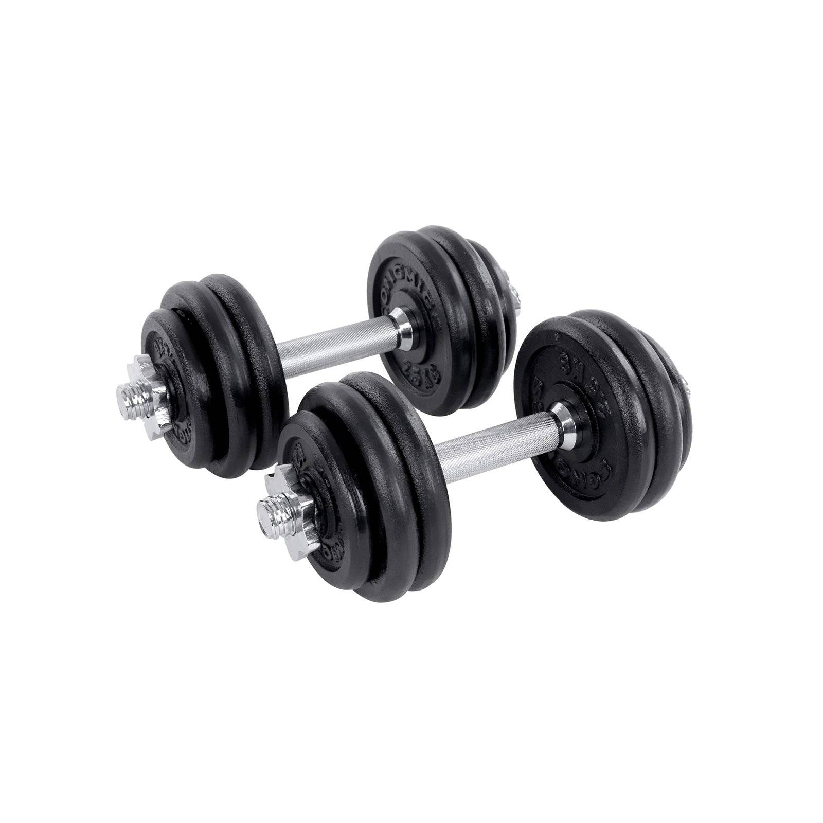2-i-1 Hantlar set, 2 x 15 kg justerbara vikter i gjutjärn