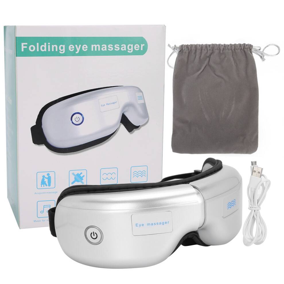 Eyelid Bliss, massagefunktioner øjenmaske med Bluetooth-lyd, bærbar og foldbar til rejser, kølende og varmende massage til tørre øjne til