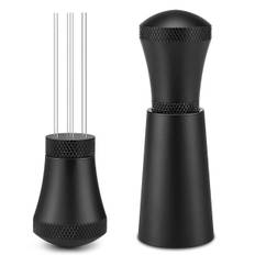 WDT Tool Espresso Kaffeestirrer, Aluminiumlegerings Kaffeestirrere Distributør med Stativ, Kaffefordeler med 7 Nåle, Sort  (FMY)