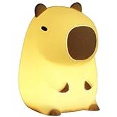 Nattlampa för barn sovrum | Soft Glow sängbord | USB uppladdningsbara barnrumslampor, silikon Kawaii djurform platta lampa, presenter till barn pojkar och flickor (Capybara)