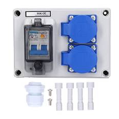 SGKJ-2C IP54 Vägguttag med Vattentätt Lock, 200-10-16A Dubbel Tysk Eluttagsdosa med 40A 1P+N RCD