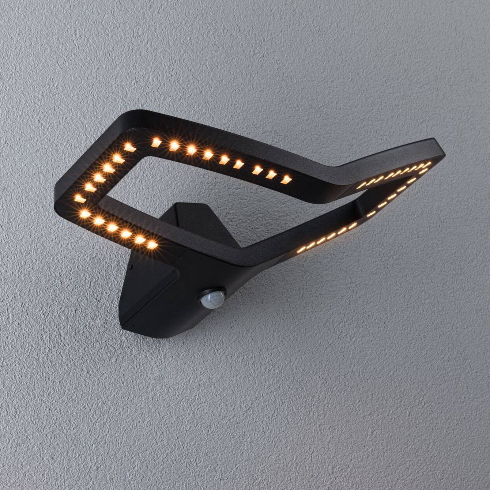 Paulmann Smart vägglampa med sensor Alara, CCT, antracit IP44 Alara, Svart, Metall, Modern, Smarta hem vägglampa utomhus