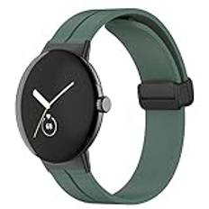 SMYAOSI rem kompatibel med Google Pixel Watch 2/Google Pixel Watch, silikon klockarmband magnetiskt svart vikbart spänne rem för Google Pixel Watch 2/Google Pixel Watch, Silikon, Ingen ädelsten