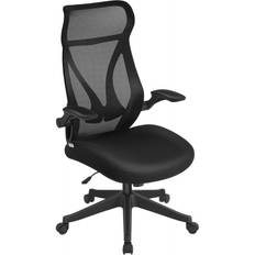 Ergonomisk Kontorstol Sort med Netryg og Sammenklappelige Armlæn, 150 kg