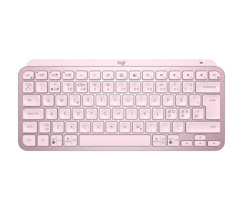 LOGITECH Logitech MX Keys Mini, Mini, RF trådløs + Bluetooth, Saksnøglekontakt, QWERTY, Lyserød.