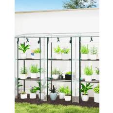 Clear 3-level shelves small greenhouse Outsunny