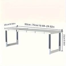 TEMU Adjustable Under-sink Organizer Rack - Space-saving Stainless Steel & Plastic, Multi-tier Kitchen And Bathroom Storage Solution