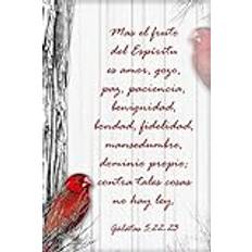 Gálatas 5:22-23: Mas el fruto del Espíritu es amor, gozo, paz, paciencia, benignidad, bondad, fidelidad, mansedumbre - Hermoso pájaro rojo - Libro de diario