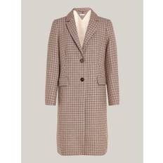 Wool Blend Classic Coat, Casual Woven Check