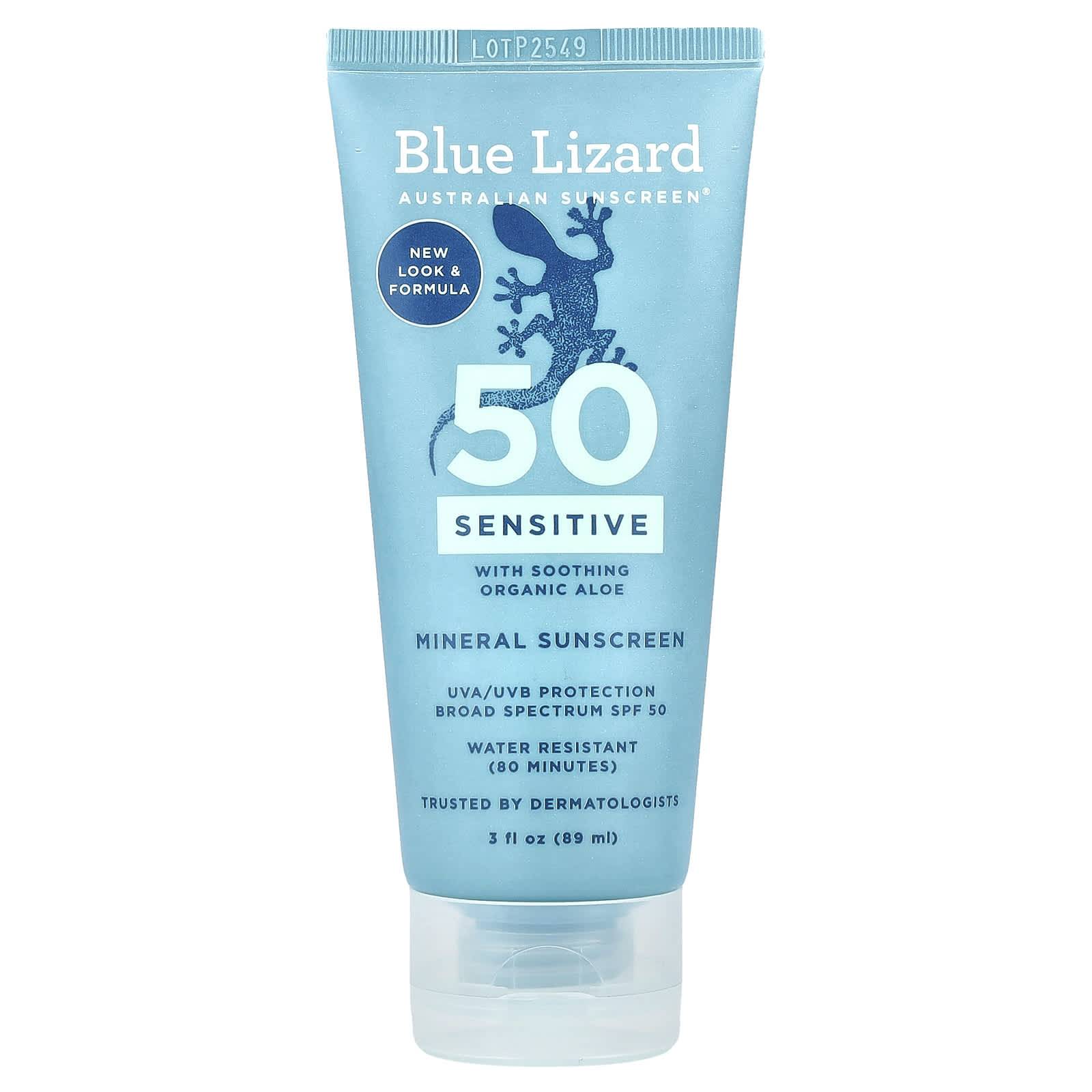 Blue Lizard Australisk Solkräm, Känslig Mineral Solkräm, SPF 50, 89 ml (90 ml)