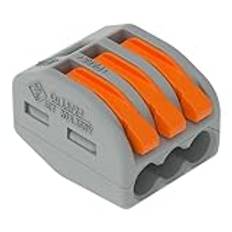 Wago 222-413 3-trådsklämma med driftspak, grå/orange, 50 st.