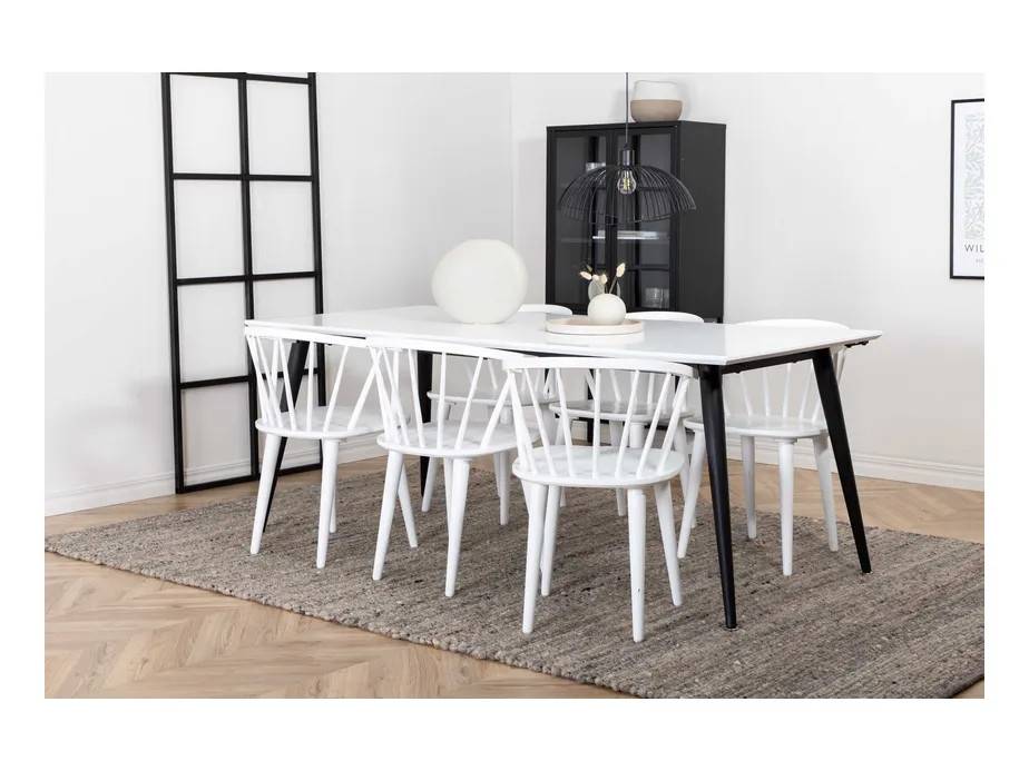 Venture Design Jimmy & Bobby matgrupp Vit/vit 6 stolar & bord 195 x 90 cm