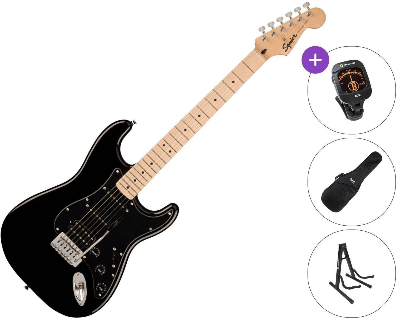 Fender Squier Sonic Stratocaster HSS MN Basic SET Black Elektrisk guitar