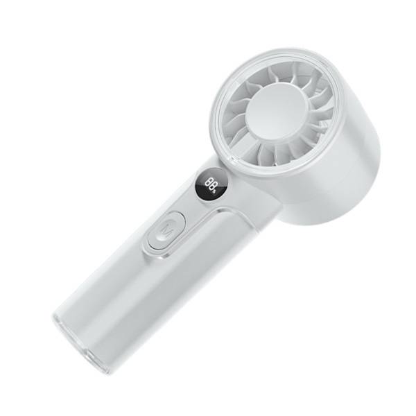 Digital display handhållen fläkt T06 USB-uppladdningsbar fickfläkt med 100-stegs steglös kontroll, 2000mah batteri, bärrem White