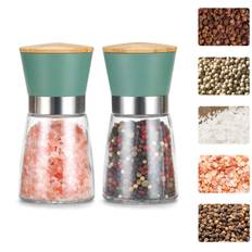FGIUKC Pepper Manual Black Rock Salt Spice Ceramic Small Salt Coarse and Finely Adjusted Raw Japanese Rock Seasoning Easy to Set of 2 Mill, Pepper,
