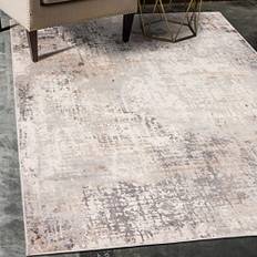 Carpeto Rugs Abstraktes Vintage Designer Teppich - Kurzflor - Weich Teppich für Wohnzimmer, Schlafzimmer, Esszimmer - ÖKO-TEX Wohnzimmerteppich - Teppiche - Beige Grau 1-120 x 170 cm