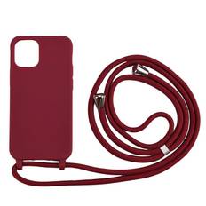 iPhone 12 / 12 Pro Silikone Cover med Snor - Mørkerød