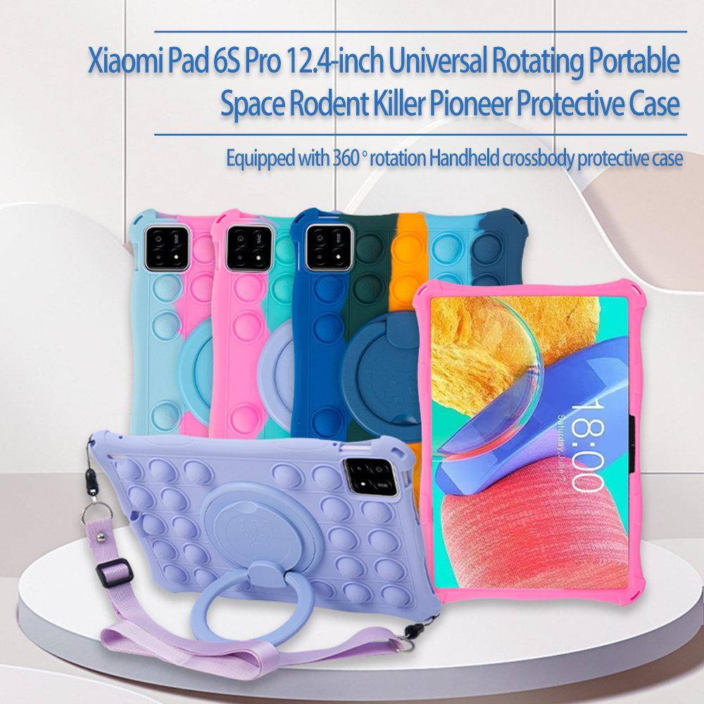 Bubble Toys Mjukt Silikonfodral För Xiaomi Pad 6S Pro 12,4 tum Roterande Handtag Ställ Barnsäkert Surfplattsskydd