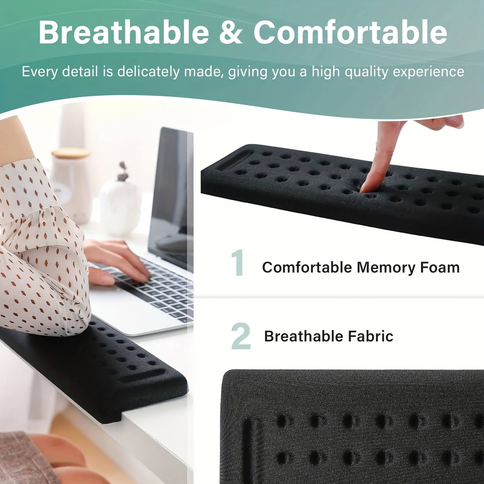 1pc L-shaped Desk Pad, With Anti-slip Foam Base And Ergonomic Wrist/forearm Support - Large Size Comfortable Wrist Rest, Suitable For , Typing, Drawing - Ideal For Home Office Desk Use, Durable