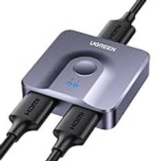 UGREEN HDMI 2.0 Switch 4K@60Hz Dubbelriktad HDMI Switch Splitter 1 in 2 out / 2 in 1 out HDMI Switch för PS5, PS4, Xbox, TV Box, TV Stick, Switch, Monitor, PC usw (Grå)