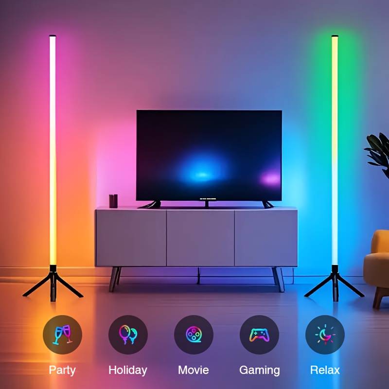 1pc Of Led Floor Lamp | Rgb Color Changing, Remote Controlled, Music-synchronized Dimming, Ideal For Ballrooms, Gaming Rooms, Family Gatherings, And Room Decor