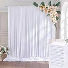 12 × 3 m vit bröllop bakgrund gardin, 8 plattor 1,5 × 3 m veckfri silke polyester vit fotovägg bakgrund gardiner dekoration födelsedag fest baby dusch fotografi bakgrund hem bakgrunder
