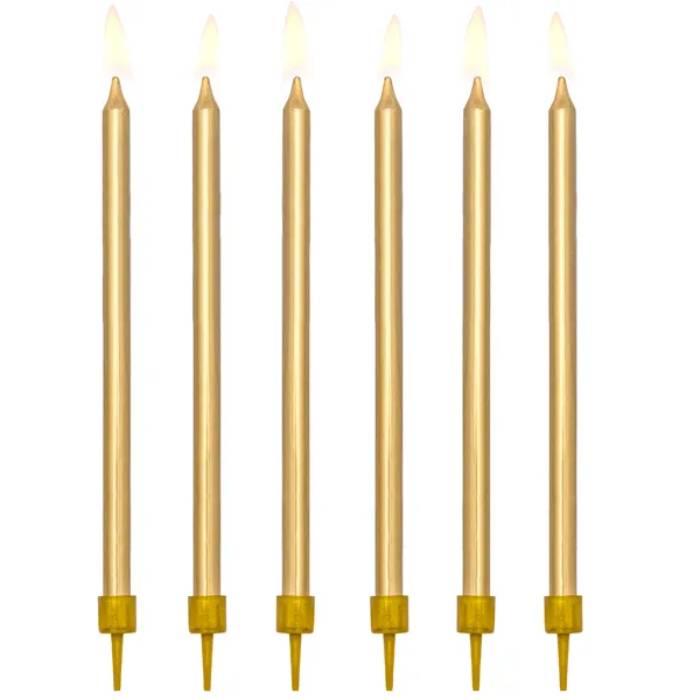 Lange kagelys guld 12,5 cm.