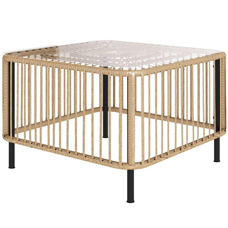 Trädgårdsbord med glasskiva 65x65x43 cm