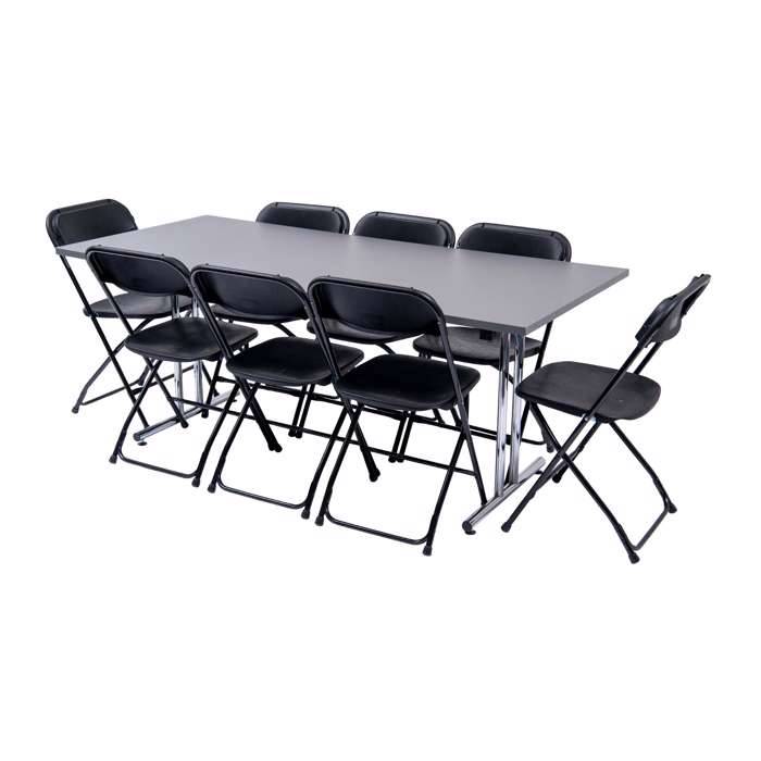 Stabelfix Lux klapbord 80x180 med 8 Samson Lux klapstole.
