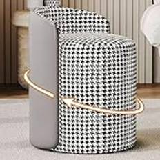 Modern sminkstol 360° svängbar pall för sminkrum, elegant design med låg rygg idealisk för vardagsrum sovrum och entré, bekvämt och snyggt säte (PU + tyg A)