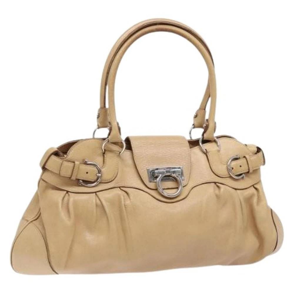 Salvatore Ferragamo Pre-owned Pre-owned Håndtaske - Vintage - Dame - Beige - ONE SIZE - Læder