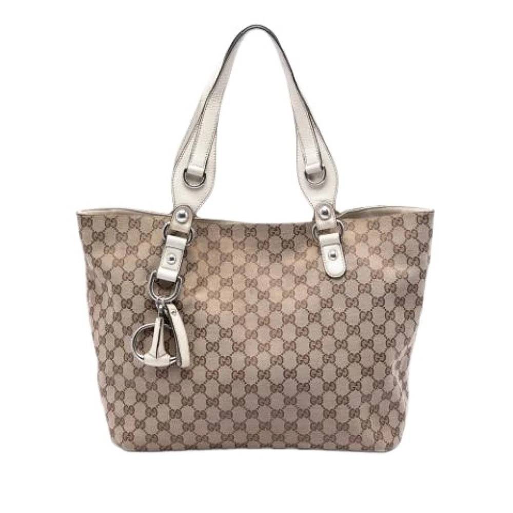 Gucci Vintage Pre-owned Canvas Tote - Vintage - Dame - Beige - ONE SIZE - Læder