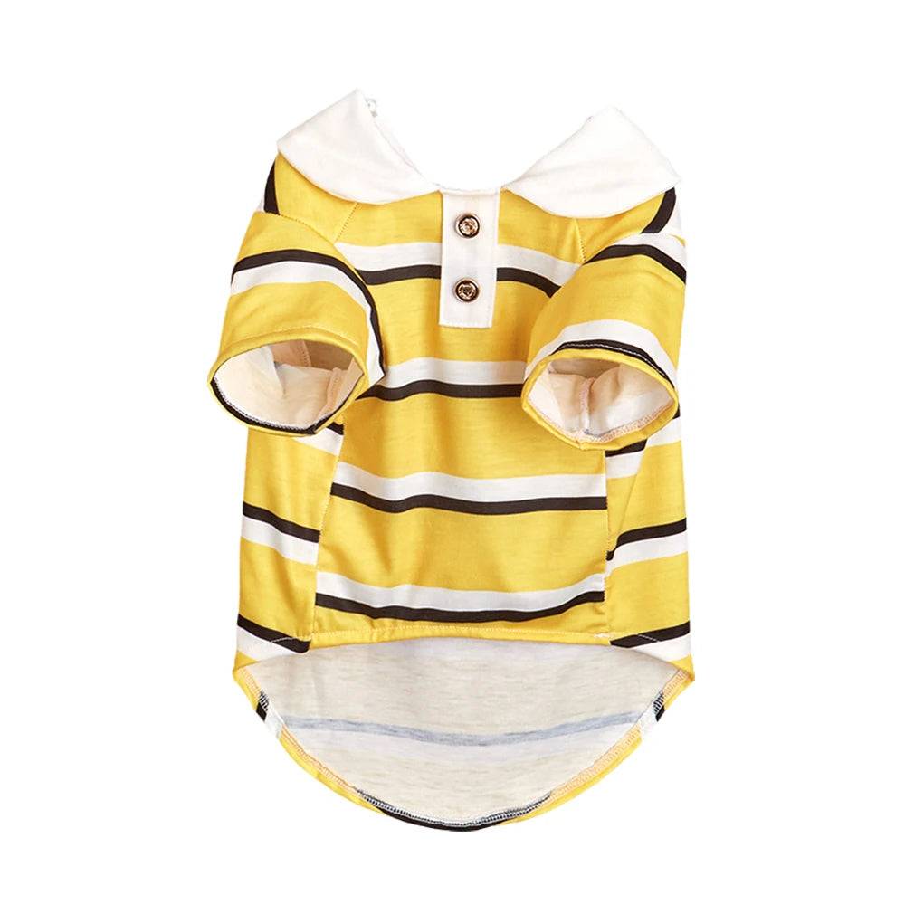 Classic Stripe Polo Shirt for Cats & Small Dogs - Yellow / SPC / M-chest 45cm (M-chest 45cm)