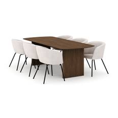 Richeto Matbord 240 cm med 6 Berit Stolar - Ek Matgrupp Brun Bark