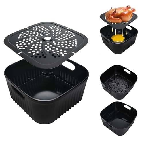 21 CM Airfryer silikonformstillbehör för Philips 6,2 L/7,2 L, Ninja PRO 4,7 L AF140EU/MAX PRO 6,2 L AF180EU, COSORI 5,5 L/4,7 L, återanvändbar silikonform för varmluftsfritös med skiljeväggar, BPA-fri