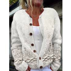 Vintage lace art button knit cardigan