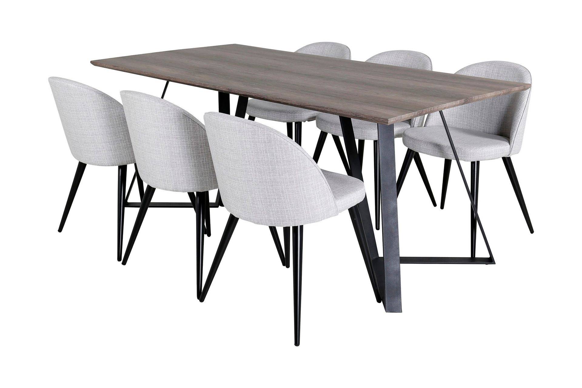 Venture Home Malvina Matgrupp 180 cm inkl 6 Sedavi Stolar - Grå/Svart Matgrupper Grå,Svart Trä