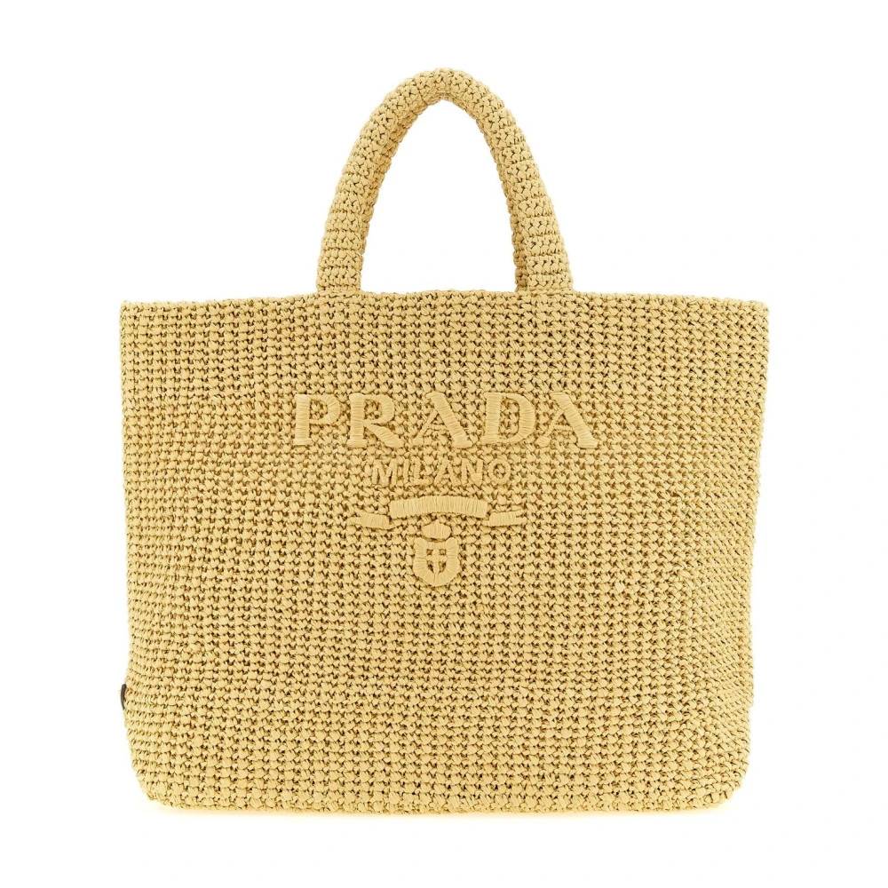 Prada Raffia Tote - Tasker - Dame - Beige - ONE SIZE -