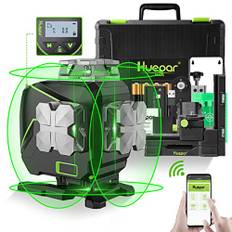 Huepar 16 Lines självnivellerande lasernivå 4 x 360 ° med LCD-skärm, 4D Bluetooth Green Beam Laser Tool, horisontell/vertikal laserfjärrkontroll S04CG-C