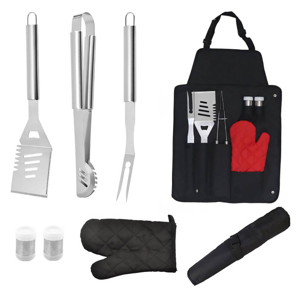 Master Chef Grillredskaber, Rustfrit Stål Skridsikkert Varmebestandigt Langt Håndtag Hult Design, Ergonomisk Design Oxford Taske Opvaskemaskine