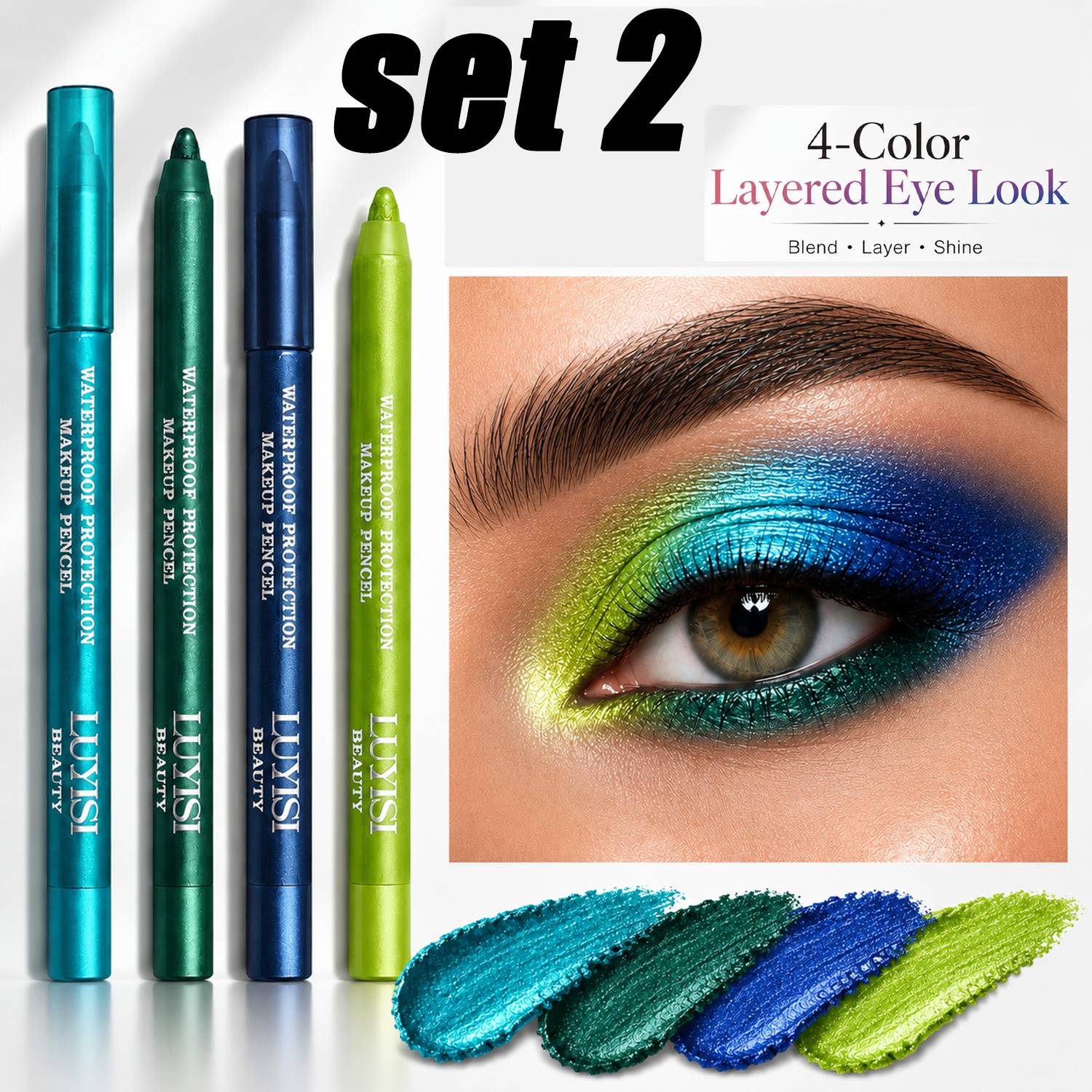 4pcs/set Chameleon Eyeshadow Sticks - Layering Effect For Shifting - Waterproof Long-lasting - & Iridescent Shades - Moisturizing Natural Finish