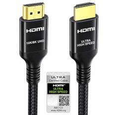Etseinri 10K 8K HDMI 2.1 Kabel 1,5M, Certifierad 48Gbps Ultra High Speed HDMI® Kabel 4K 240Hz 165Hz 144Hz 120Hz 8K 60Hz 4:4:4 DTS:X eARC HDCP2.3 HDR10+ TV Monitor Projektor Spel PC PS5 X-box