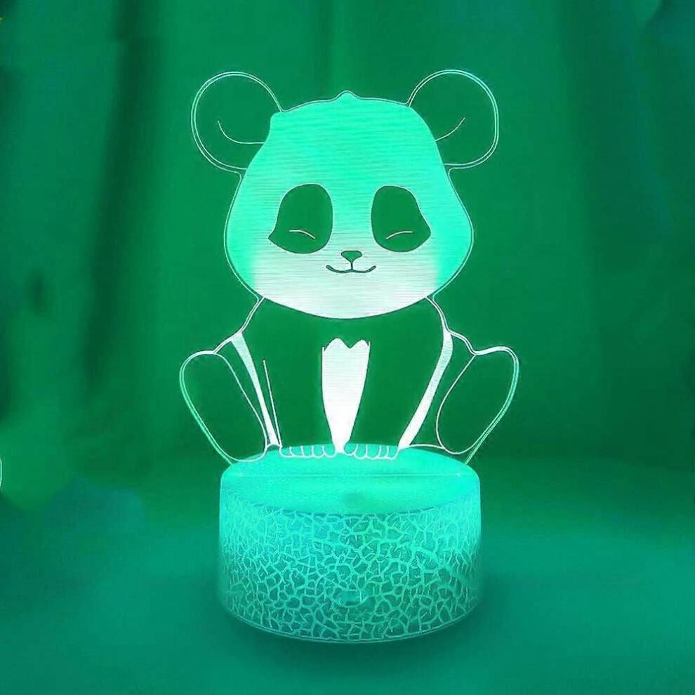 3D Panda Nattljus Djurlampa Illusion Nattljus 7 Färgbyte Touch Switch Lampor Present w