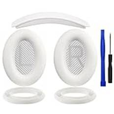 SOULWIT Öronkudde + huvudband + silikonskydd, ersättningssats för Bose QuietComfort 35 QC35, QC35 ii överhörningshörlurar - Vit