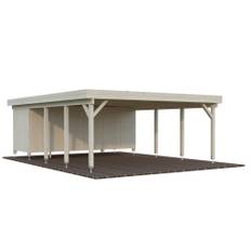 Palmako dobbelt carport m/skur Karl hvidtrykimp. 40,6 m²