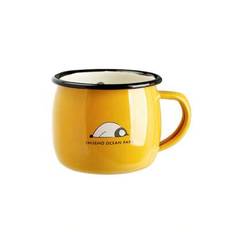 1 st 400 ml/14 oz emaljmugg Ocean Park liten mugg, 0 metall, djurtryck representerar 300 ml skala - Gul (400ml)