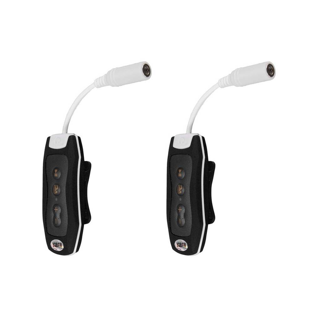 2X 8GB MP3 Player Swimming Underwater Diving Spa + FM Radio Waterproof Headphones Black