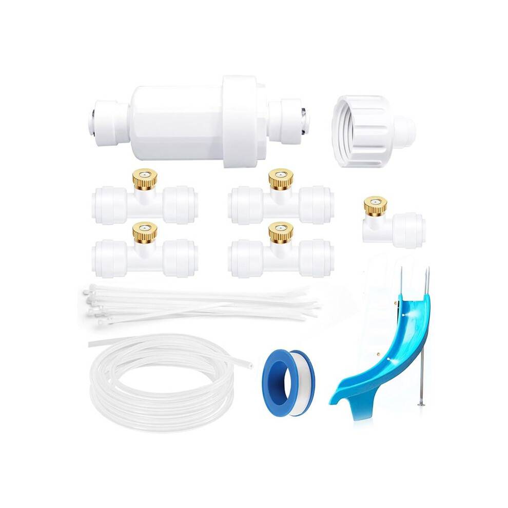 Pool Slide Sprays Kit, Slide Water Tubing Kit, Includes 32.8ft Pool Water Slide Tube with 5 Nozzles, Water Filter