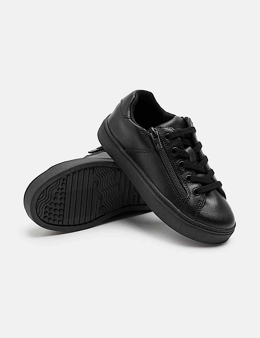 Kids' Leather Zip Fastening School Shoes (8 Small-2 Large)